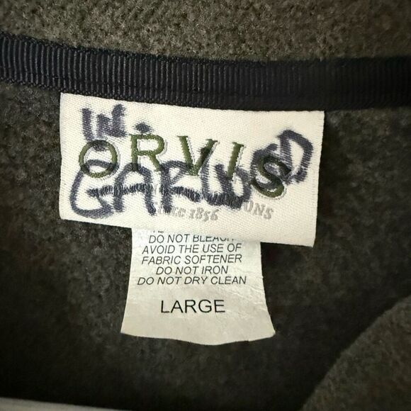 Vintage Orvis Men's Size Large Grey Pullover Soft Leather Trim Jacket Coat USA - Picture 7 of 8